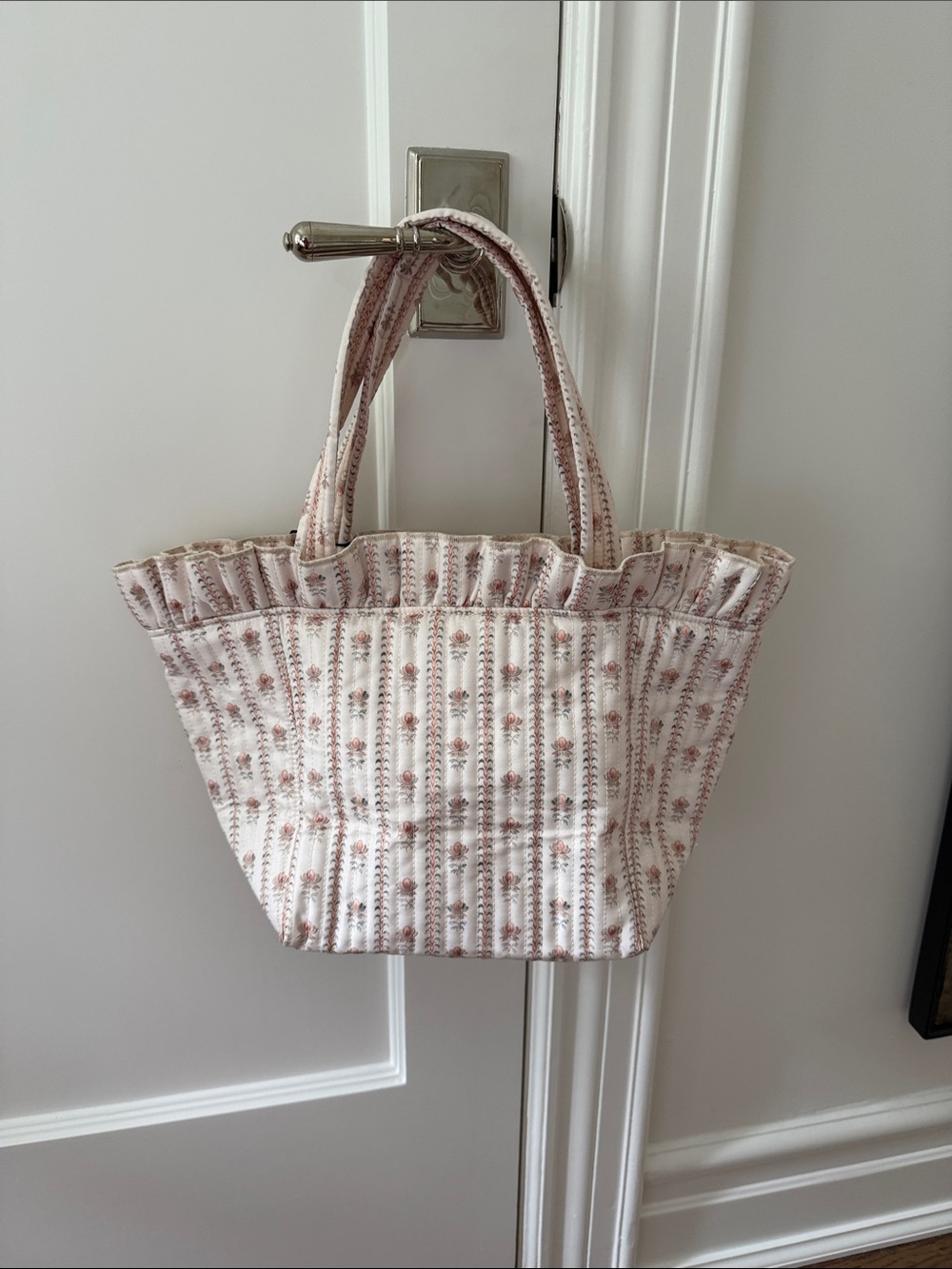 Loeffler Randall Quilted Floral Mini Tote Bag in Light Pink
